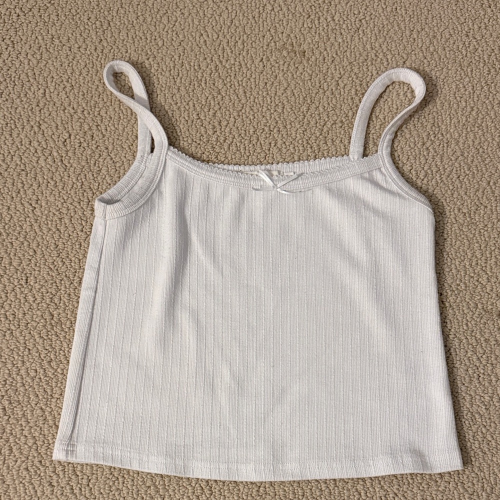 Cropped Off White Ribbed Women's Tank Top